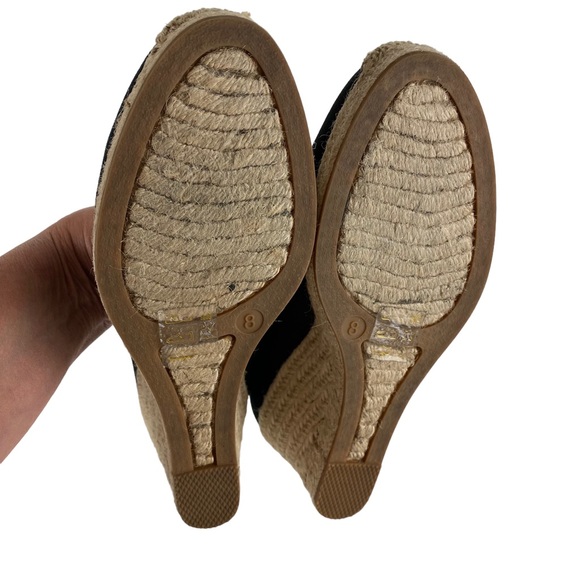 J Crew Black Espadrille Canvas Wedge Heels Slip On Women’s Size 8 - Picture 8 of 12